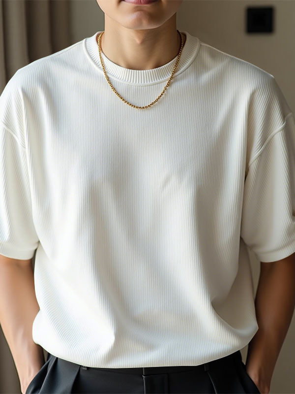 Mens Solid Color Casual Short Sleeve T-Shirt SKUL16852