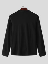 Mens Color-Block Patchwork Long-Sleeve T-Shirt SKUK85553