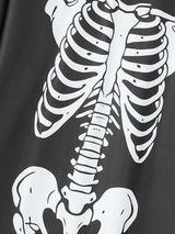 Men's Streetwear Oversized Vintage Wash Skeleton Print Streetwear T-shirt SKUL54753