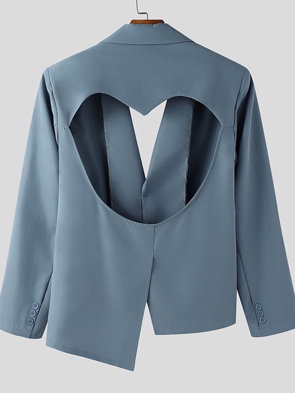 Men's Back Cutout Long Sleeve Blazer SKUL42558