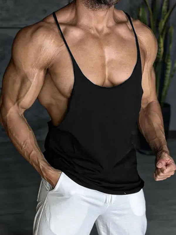 Mens Solid Color Deep U-Neck Tank SKUL06494