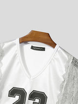 Men's Number Print Lace Patchwork Tank SKUL22796