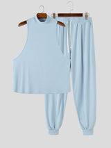 Men's Clean Casual Elevated Mock Neck Two Pieces Outfit SKUL79746
