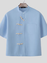 Men's Asymmetric Chinese Knot Short Sleeve Shirt SKUL50139