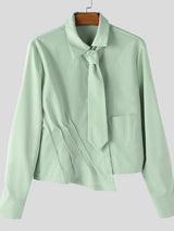 Men's Deconstructed Asymmetric Placket Design Long Sleeve Shirt SKUL43599