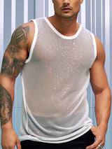 Mens See Through Solid Sleeveless Vest SKUK49658