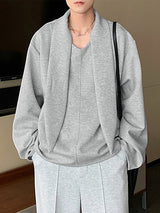 Men's Solid Scarf Neck Long Sleeve Hoodie SKUL26084