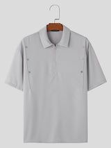 Mens Solid Half Zipper Short Sleeve Golf Shirt SKUK58115