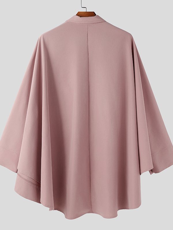 Men's Solid Color Deconstructed Loose Fit Shirt SKUL47668