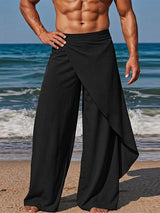 Men's Bohemian Resort Beach Asymmetric Layered Wide Leg Pant SKUL71322