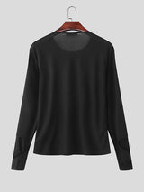 Men's Solid Color Deconstructed Long Sleeve T-Shirt SKUL23747