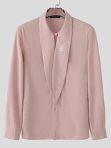 Men's Deconstructed Embroidered Tie Long Sleeve Shirt SKUL45405