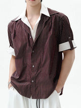 Men's Striped Colorblock Short Sleeve Shirt SKUL27367
