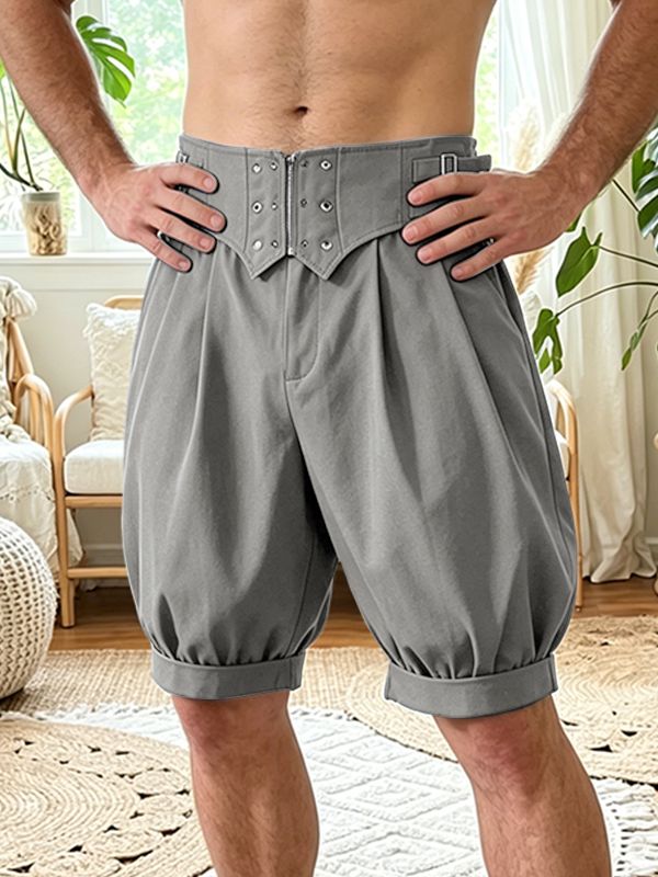 Men's Avant-Garde Corset High-Waist Multi-Buckle Balloon Short SKUL63807