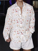 Mens Floral Print Mesh Long-Sleeve Shirt SKUL07658