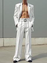 Men's Piped Stripe Colorblock Casual Two Pieces Outfit SKUL24581