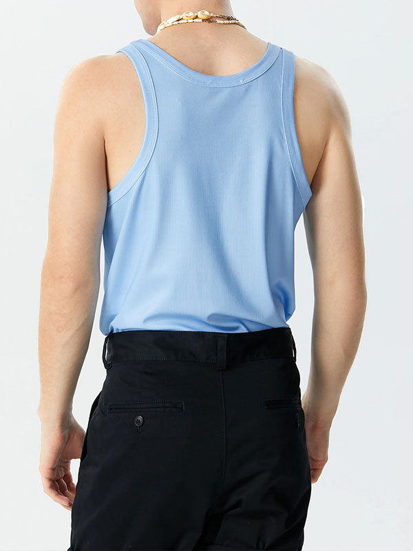 Mens Abstract Face Print Sleeveless Crop Top SKUK39921