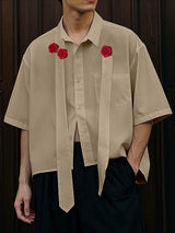 Mens 3D Rose Short Sleeve Shirt SKUL10805