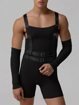 Men's Solid Color Texture Overall Bodysuit SKUL19018