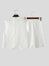 Mens Solid Color Casual Two Pieces Outfit SKUL09416