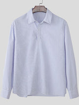 Men's Striped Turn Down Collar Long Sleeve Shirt SKUL47920