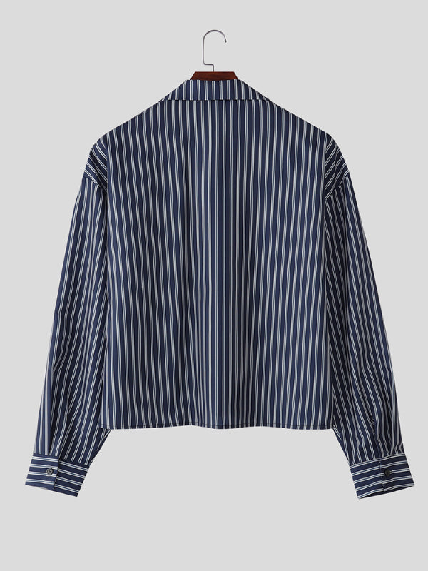 Men's Striped Colorblock Long Sleeve Shirt SKUL28331