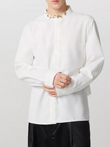 Mens Bow Tie Backless Long Sleeve Shirt SKUK95687