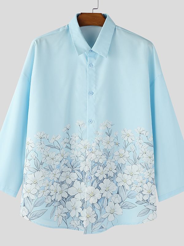 Men's Floral Print Long Sleeve Shirt SKUL48860