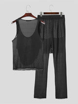 Mens Fringed Hollow-Out Two Pieces Outfit SKUK62894