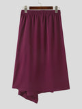 Mens Solid Irregular Elastic Waist Casual Skirts SKUK62918