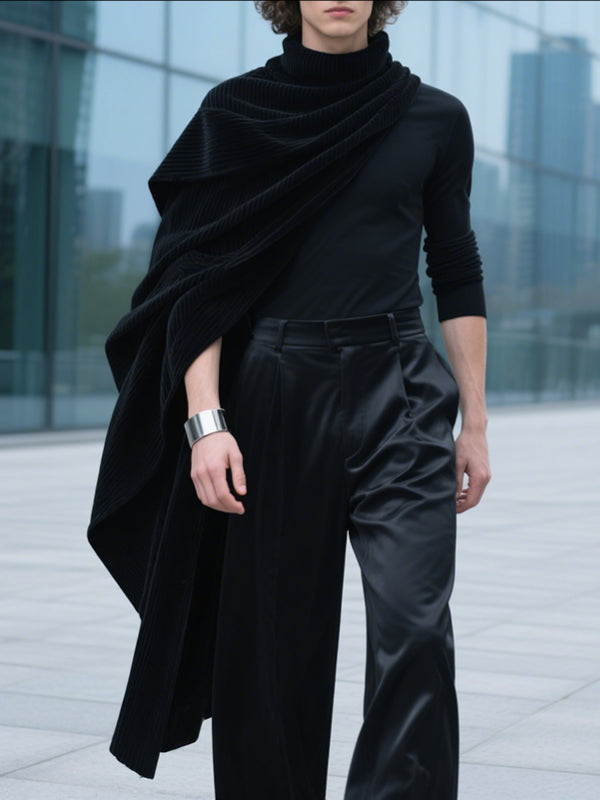 Men's Shawl Textured Long Sleeve T-Shirt SKUL29786