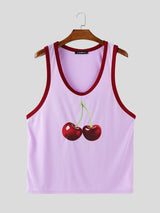 Mens Cherry Print Casual Tank SKUL18870