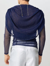 Mens Shimmer Sheer Hooded Long-Sleeve T-Shirt SKUK84560
