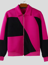 Men's Contrast Color Textured Long Sleeve Jacket SKUL44402