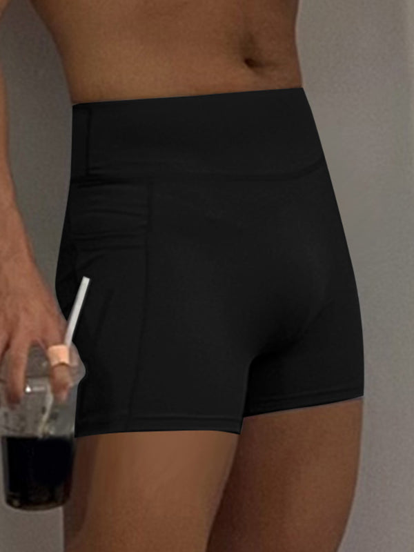 Men's Solid Color Slim Fit High Stretch Casual Short SKUL21023