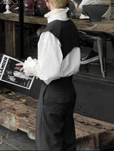 Men's Solid V Neck Vest Two Pieces Outfit SKUL31919