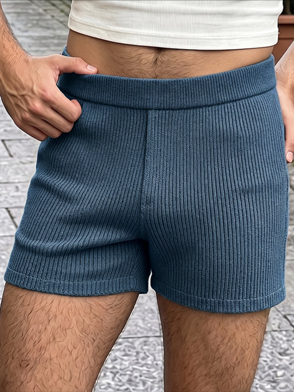 Men's High Street Urban Casual Textured Elastic Waist Short SKUL81050