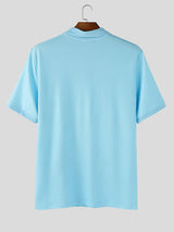 Mens Tie Print Knit Half-Zip Short Sleeve T-Shirt SKUL13638