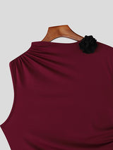 Men's 3D Floral Patchwork Pleated Knit Tank SKUL48644