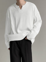 Men's Minimalist Textured Long Sleeve T-Shirt SKUL30772