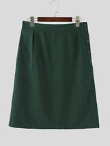 Men's Solid Color Striped Split Skirt SKUL23906