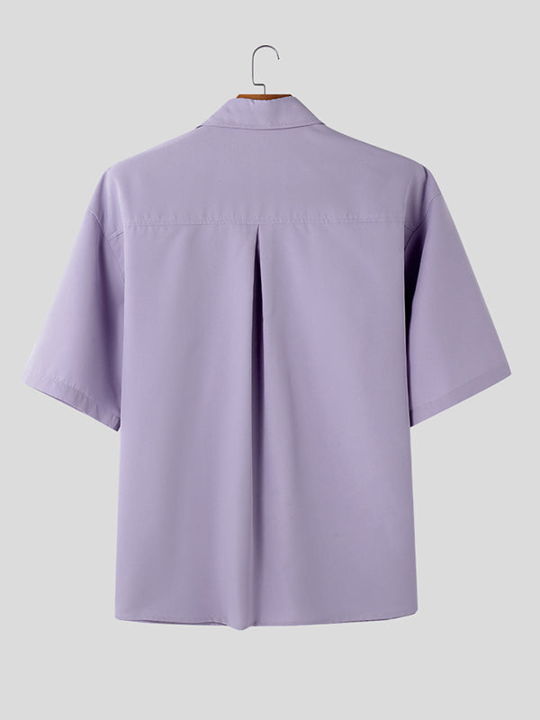 Mens Solid Color Short-Sleeve Pocket Shirt SKUL01121