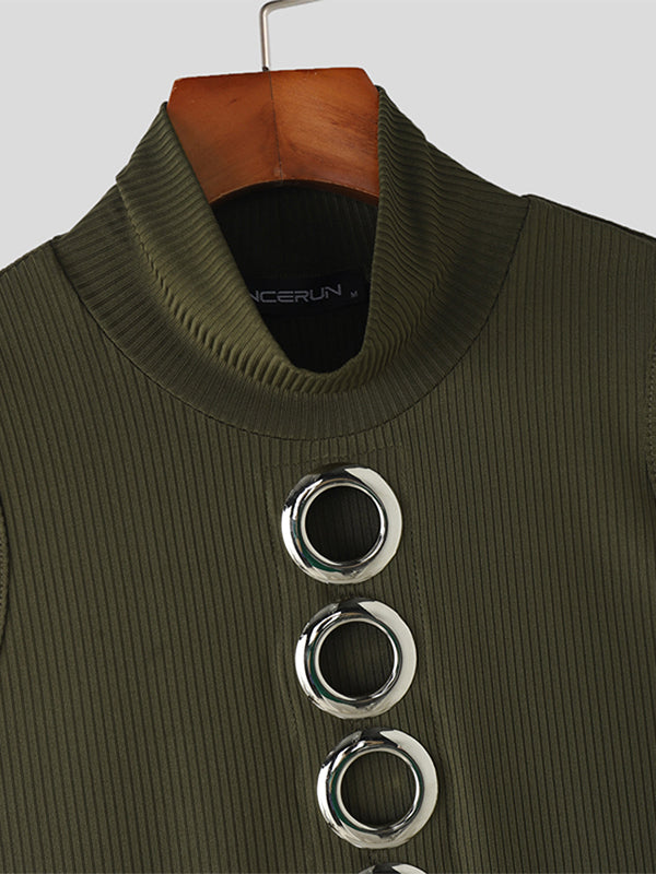 Mens Metal Ring Cutout High Neck Tank SKUL09496