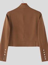 Men's Solid Color Stand Collar Slim Fit Button Blazer SKUL46007