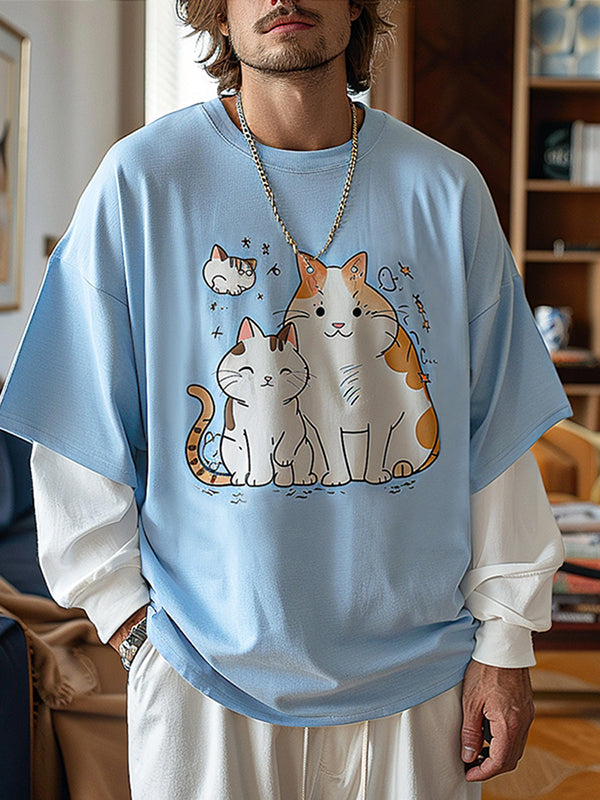 Mens Cat Print Long Sleeve T-Shirt SKUK80469