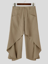 Men's Avant-Garde Darkwear Urban Street Asymmetric Skirt Overlay Drop-Crotch Pant SKUL84575