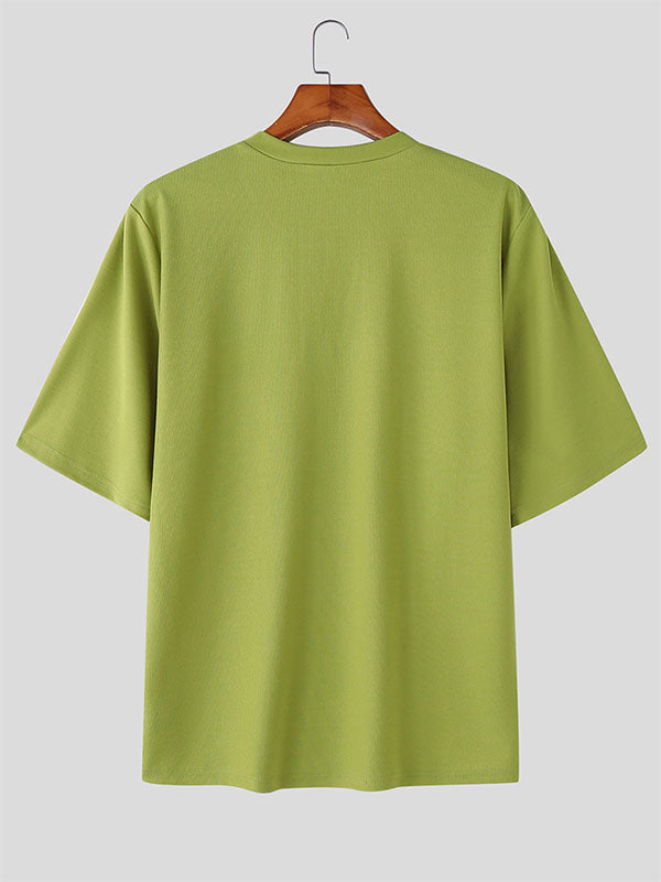 Mens Solid Color Versatile Short-Sleeve T-Shirt SKUL11437