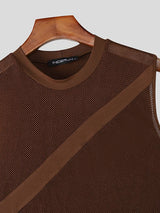 Men's Sheer Mesh Patchwork Side Tie Tank SKUL48619
