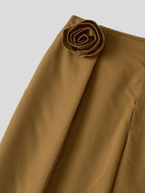 Men's Avant-Garde Party 3D Rose Flower Pleated Wide Leg Full Length Pant SKUL78125