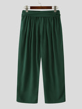 Mens Solid Color Ruched Loose Wide-Leg Pant SKUL15480